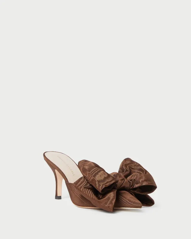 Margot Chocolate Moiré Bow Mule sold by Loeffler Randall
