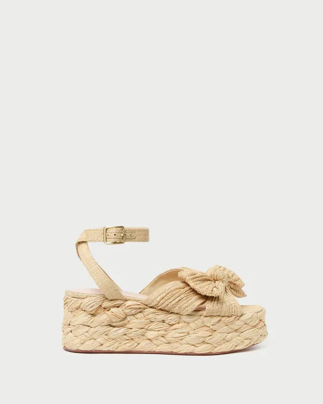 Gaby Natural Pleated Bow Espadrille sold by Loeffler Randall