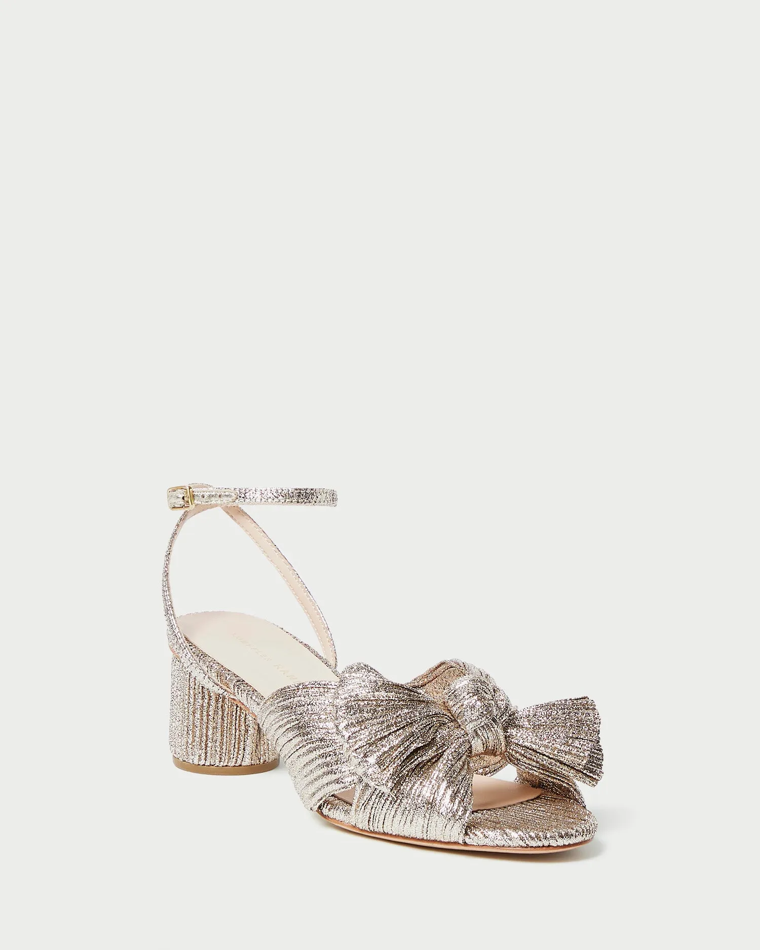 Dahlia Champagne Pleated Bow Heel sold by Loeffler Randall