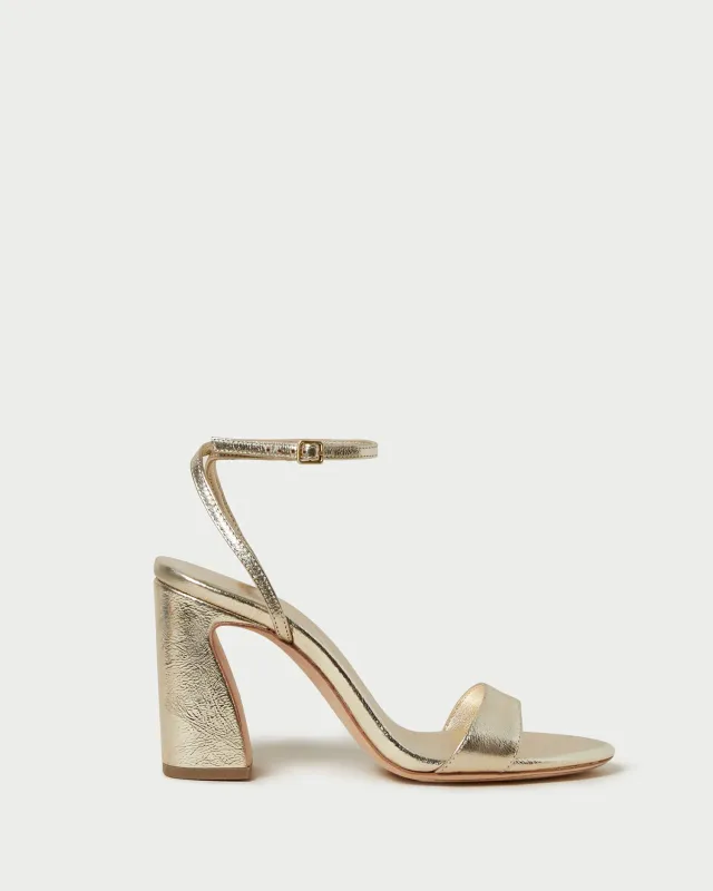 Malia Champagne Curved-Heel Sandal sold by Loeffler Randall