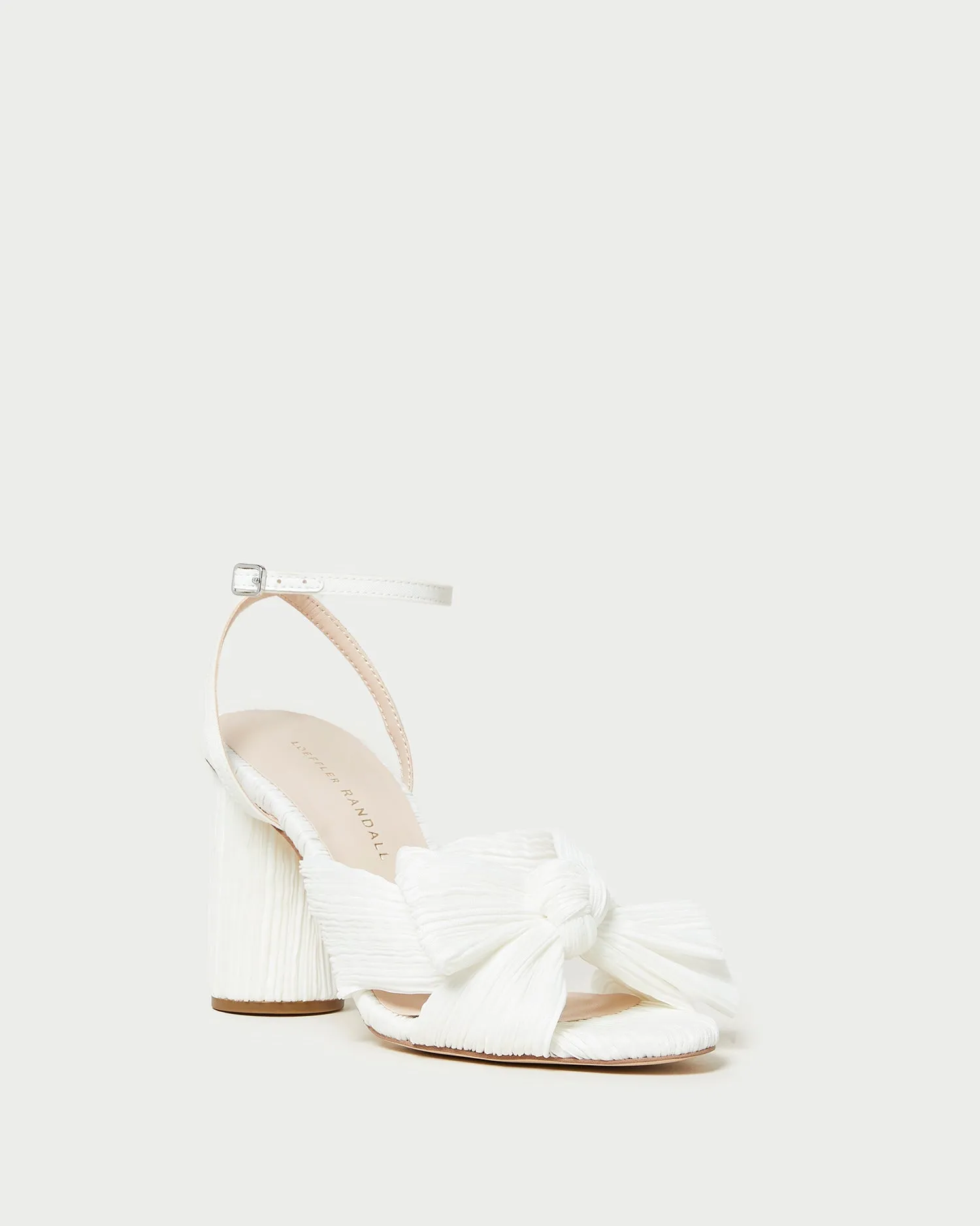 Camellia White Pleated Bow Heel sold by Loeffler Randall