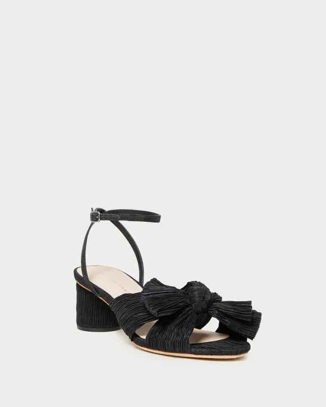 Dahlia Black Pleated Bow Heel sold by Loeffler Randall