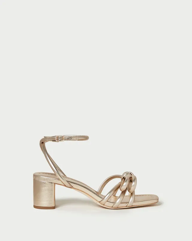 Mikel Champagne Bow Mid-Heel Sandal sold by Loeffler Randall