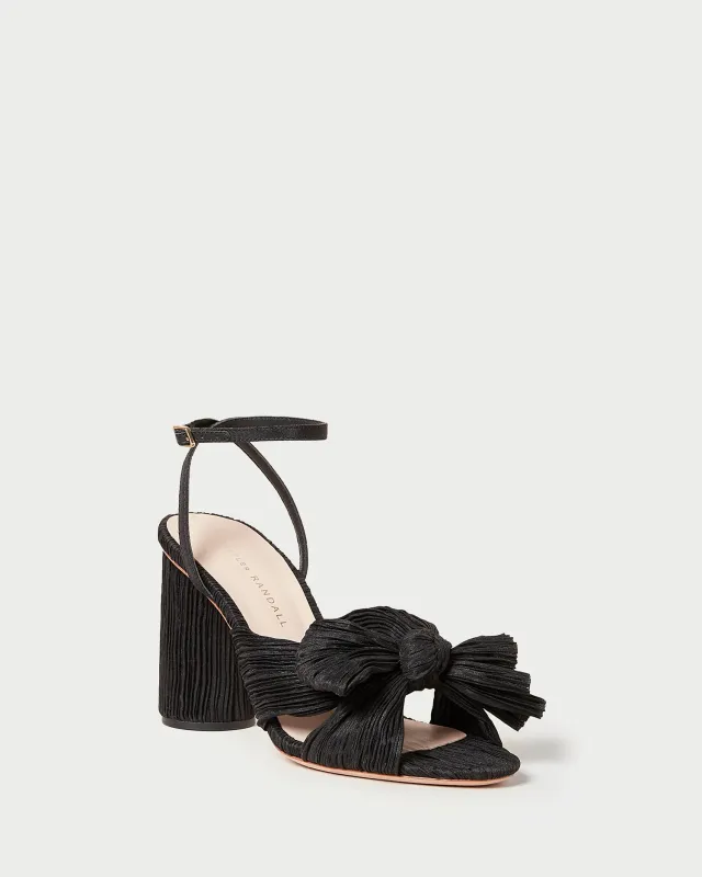 Camellia Black Pleated Bow Heel sold by Loeffler Randall