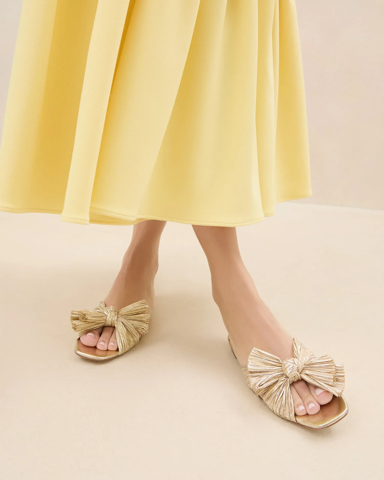 Daphne Gold Bow Slide Sandal sold by Loeffler Randall product image thumbnail 2