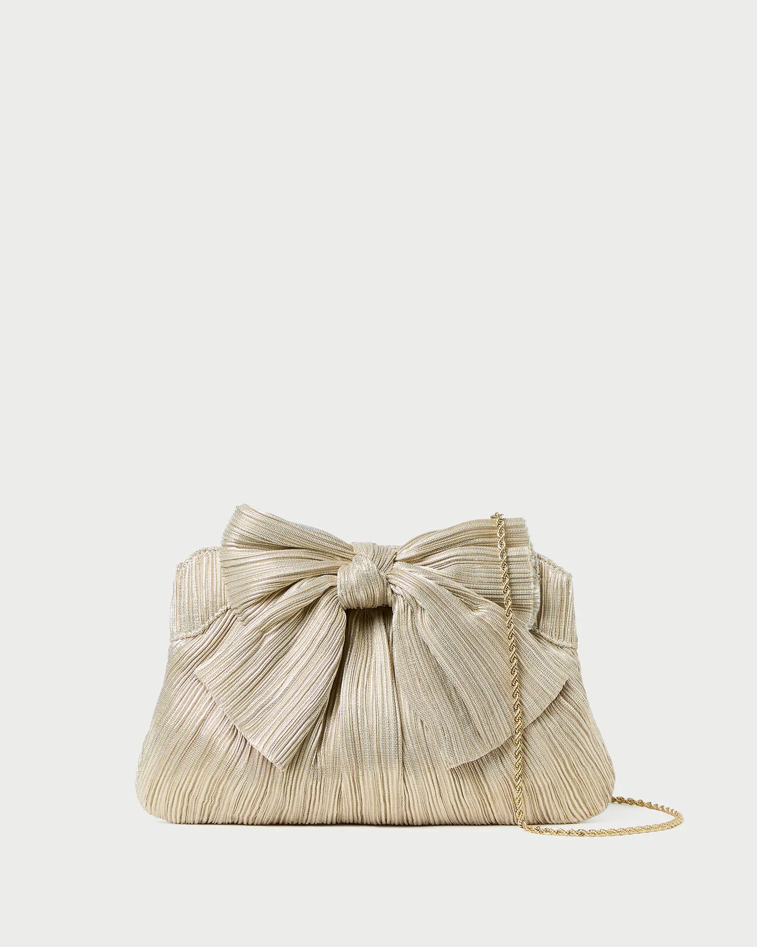Rayne Platinum Bow Clutch sold by Loeffler Randall