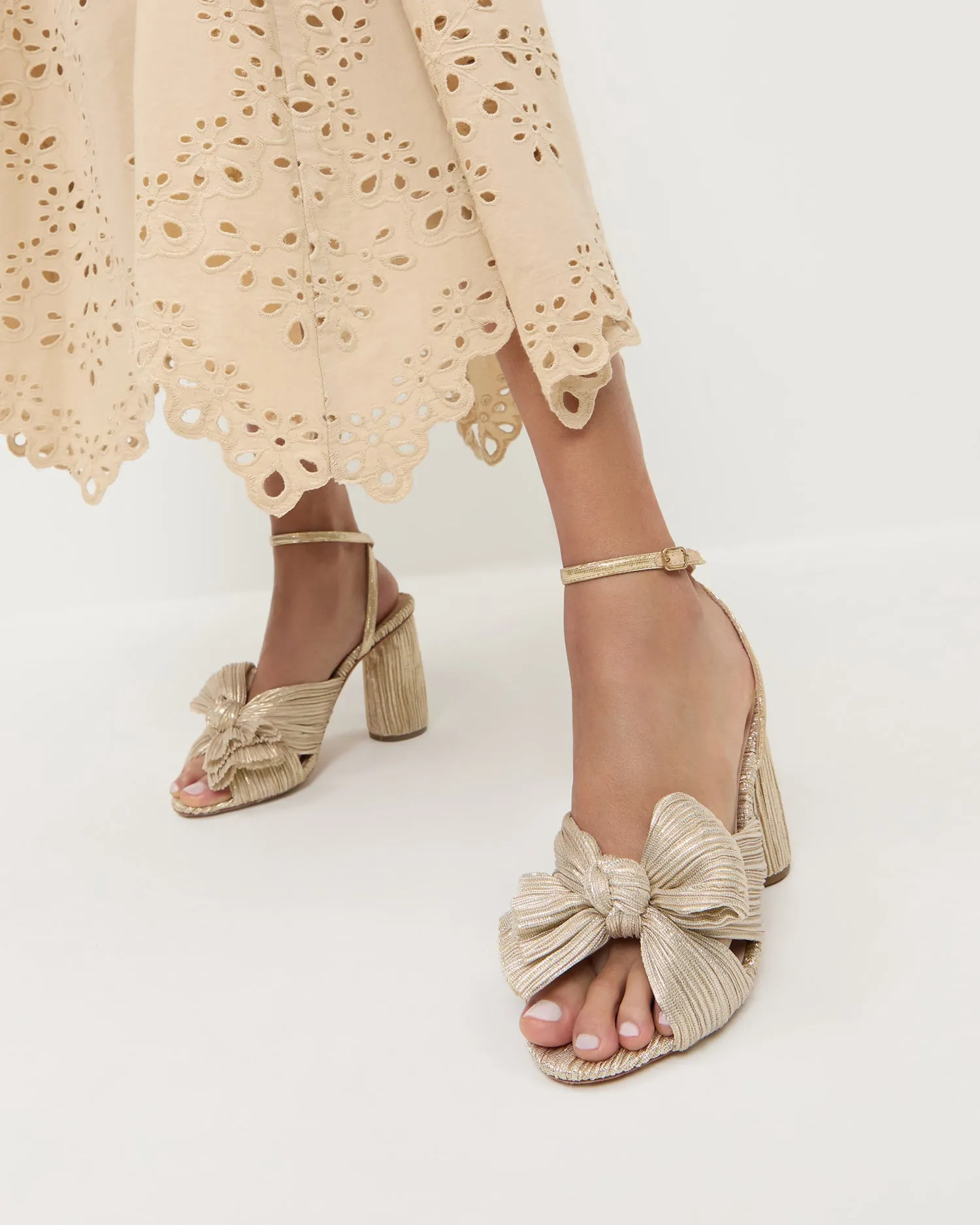 Camellia Platinum Pleated Bow Heel sold by Loeffler Randall product image thumbnail 2