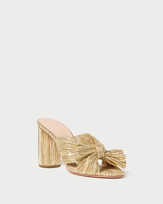 Penny Gold Pleated Bow Heel sold by Loeffler Randall