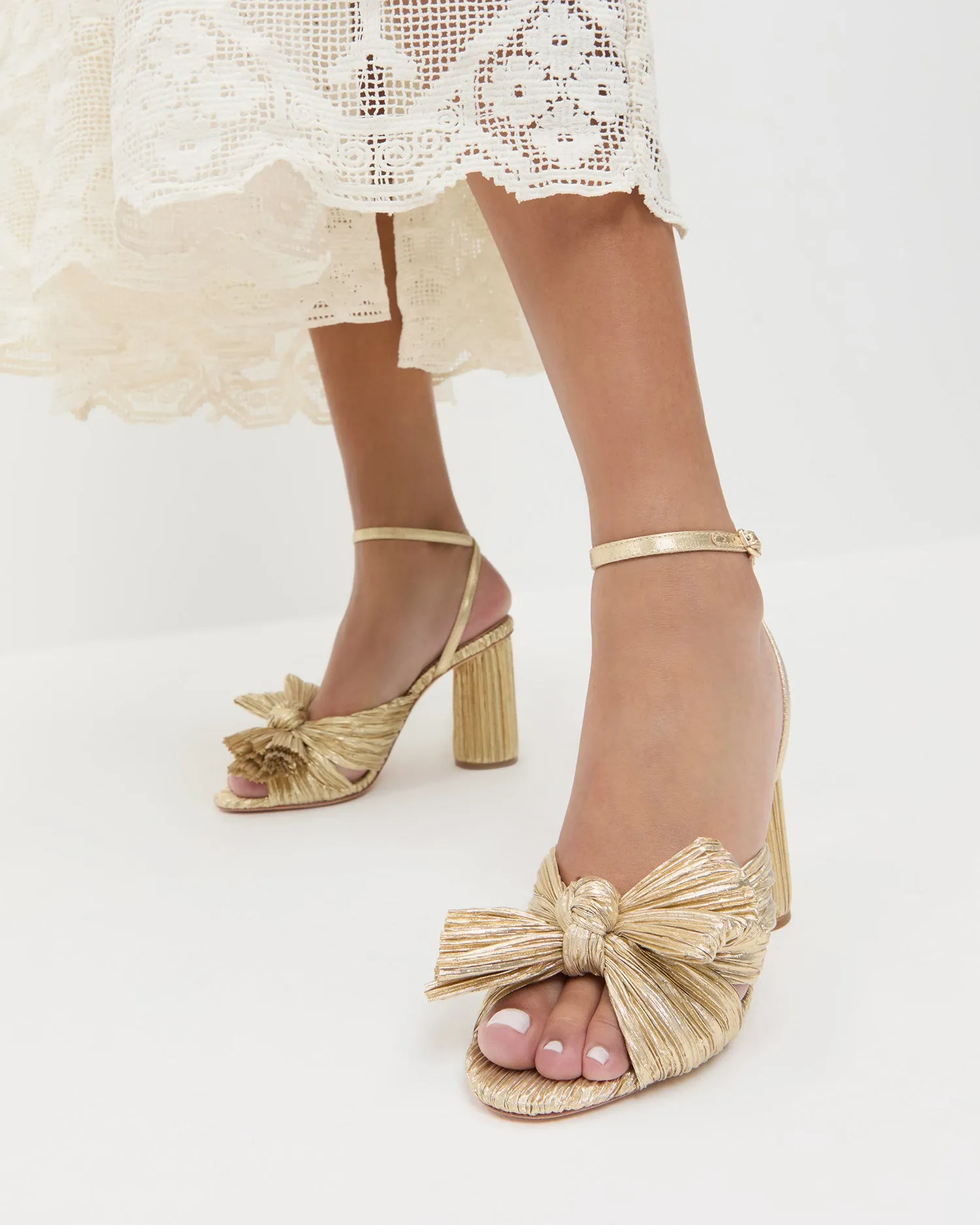 Camellia Gold Pleated Bow Heel sold by Loeffler Randall product image thumbnail 2