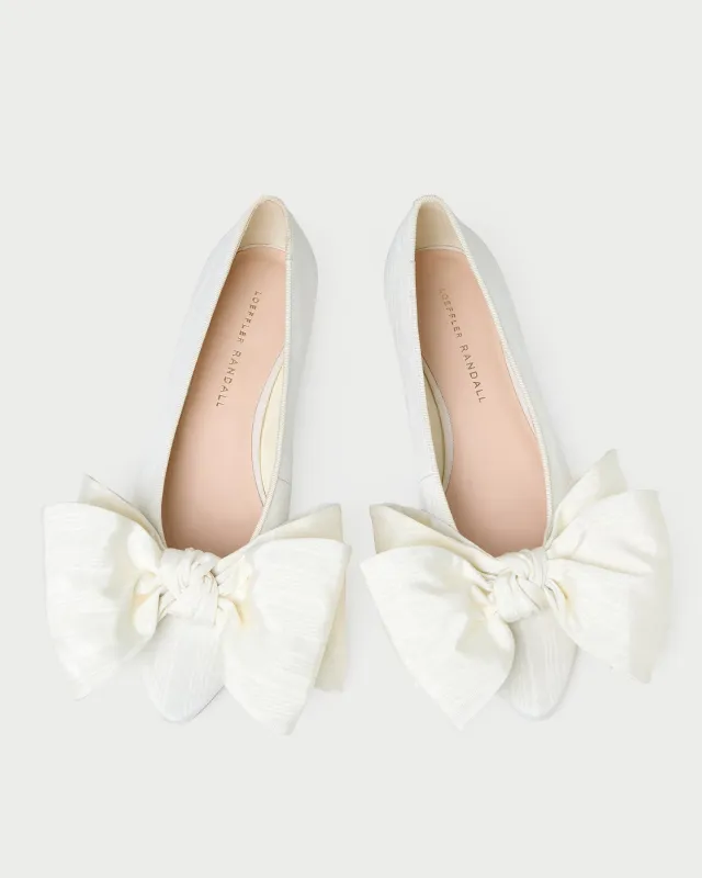 Noa Cream Moiré Bow Flat sold by Loeffler Randall