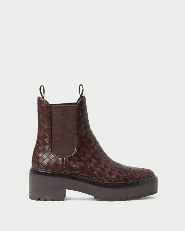 Reggie Espresso Woven Chelsea Boot sold by Loeffler Randall