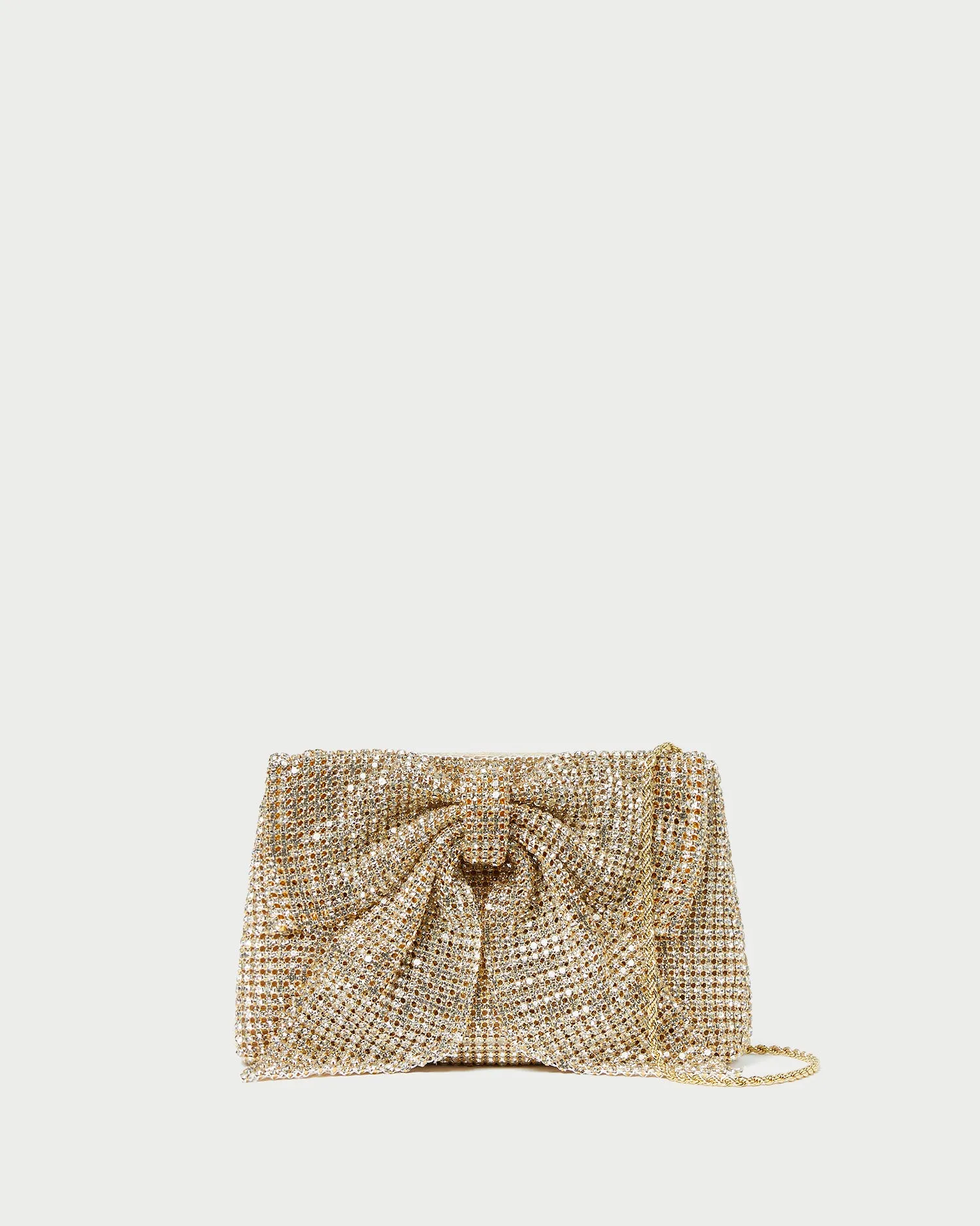 Jolene Gold Diamanté Bow Clutch sold by Loeffler Randall