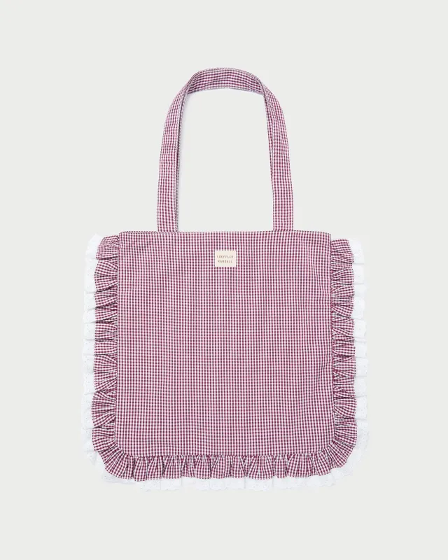 Justine Maroon Ruffle Tote sold by Loeffler Randall