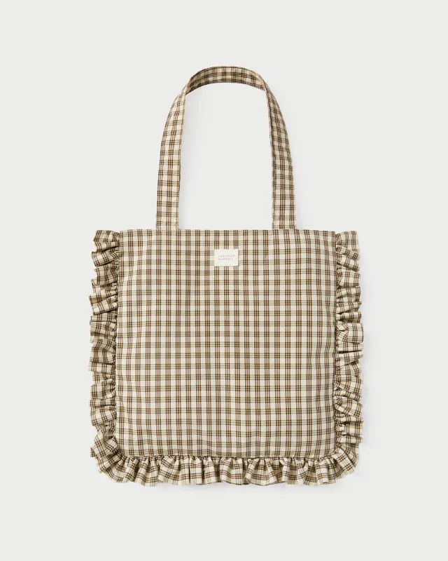 Justine Butter Plaid Ruffle Tote sold by Loeffler Randall