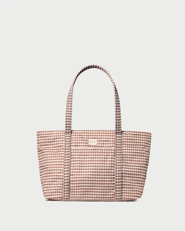 Mira Brown Gingham Everyday Tote made by Loeffler Randall