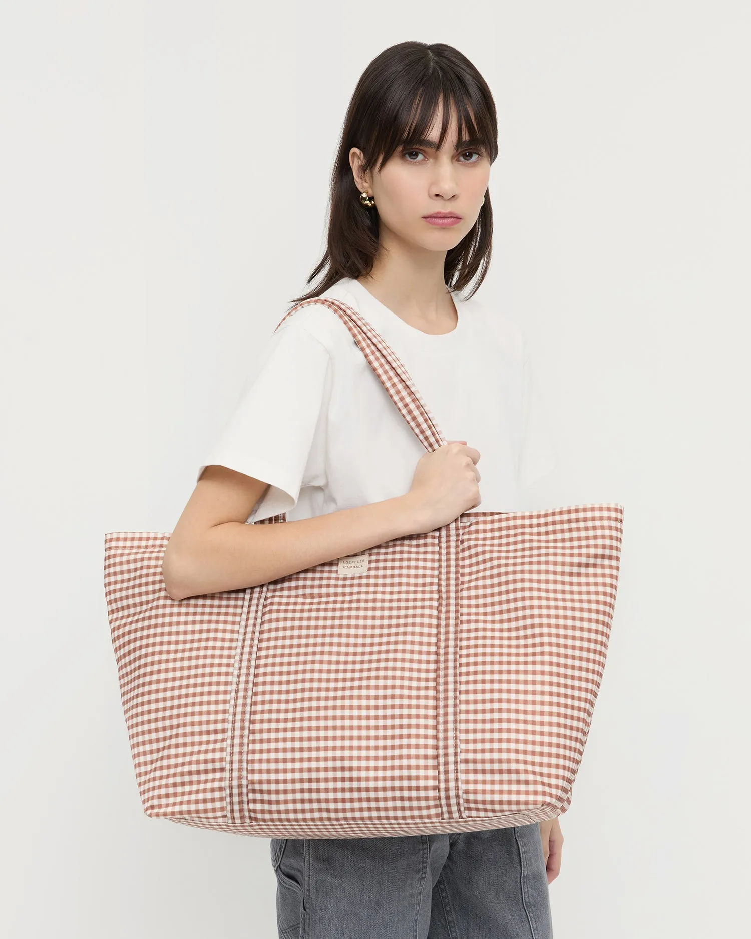 Dina Brown Gingham Travel Tote sold by Loeffler Randall product image thumbnail 4