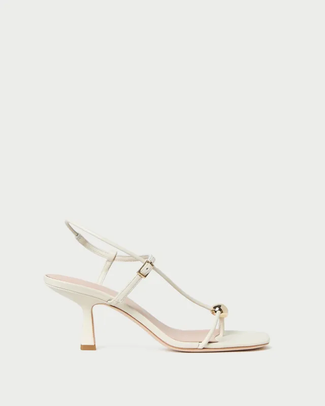 Triana White/Champagne Mid-Heel Sandal sold by Loeffler Randall