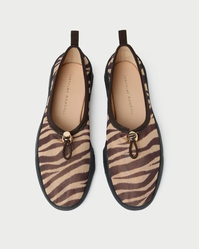 Raina Zebra Mesh Flat sold by Loeffler Randall
