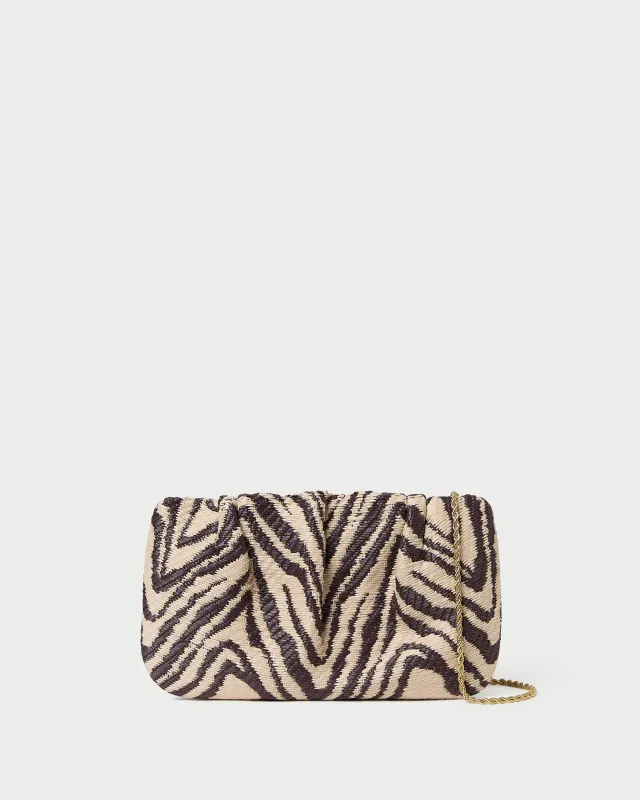 Serena Zebra Gathered Clutch sold by Loeffler Randall