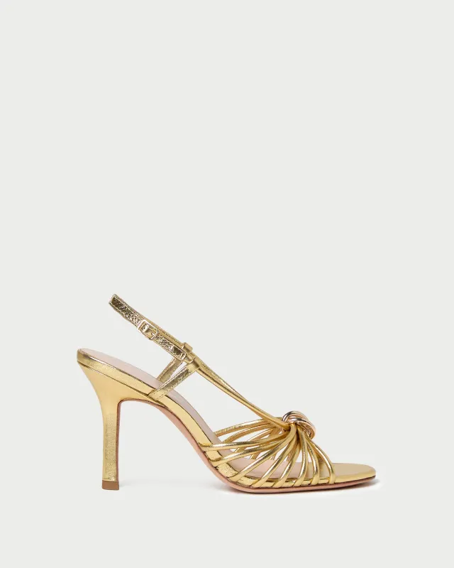 Mareka Gold Leather Heeled Sandal sold by Loeffler Randall