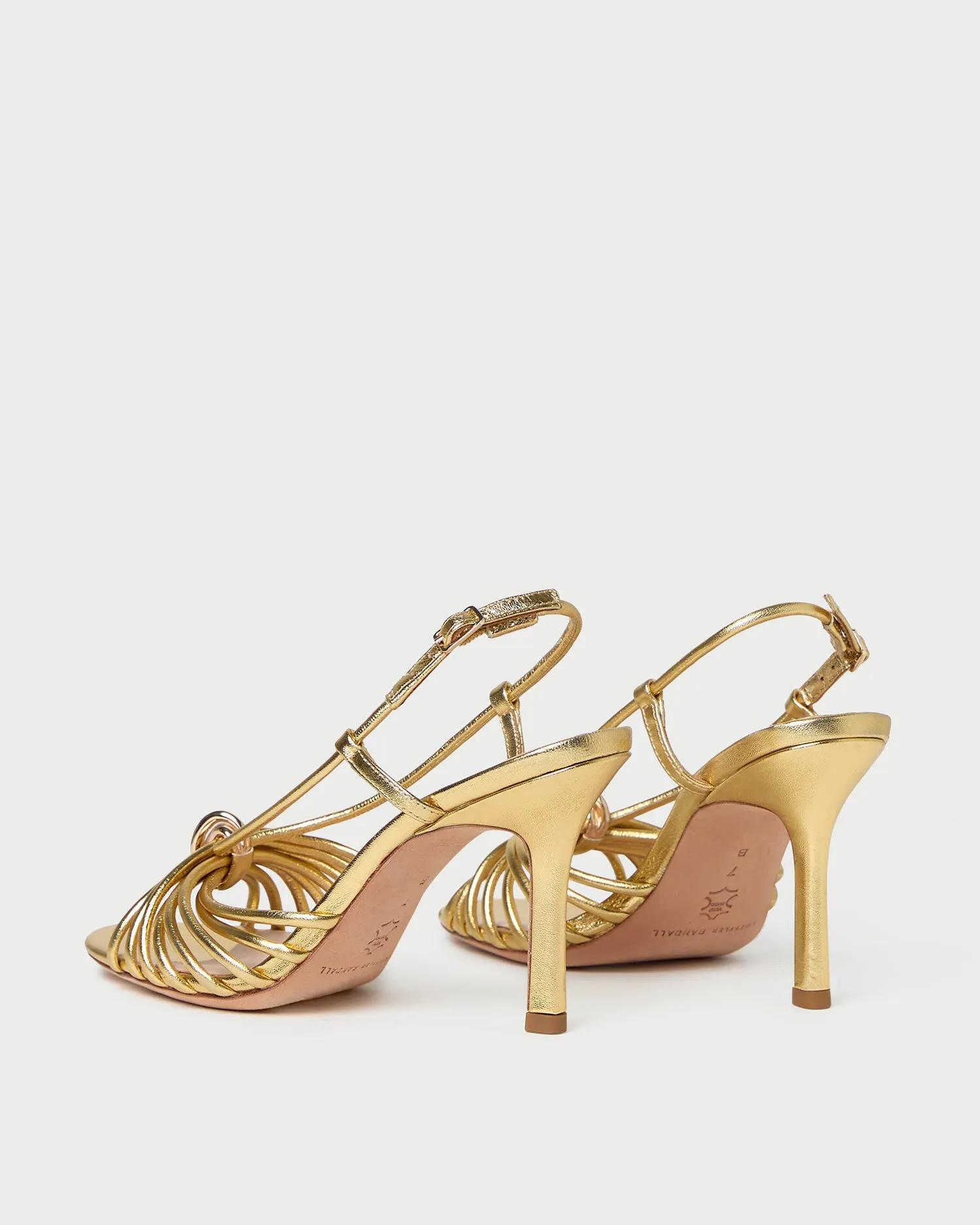 Mareka Gold Leather Heeled Sandal sold by Loeffler Randall product image thumbnail 4
