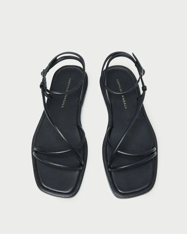 Noor Black Leather Flat Sandal sold by Loeffler Randall