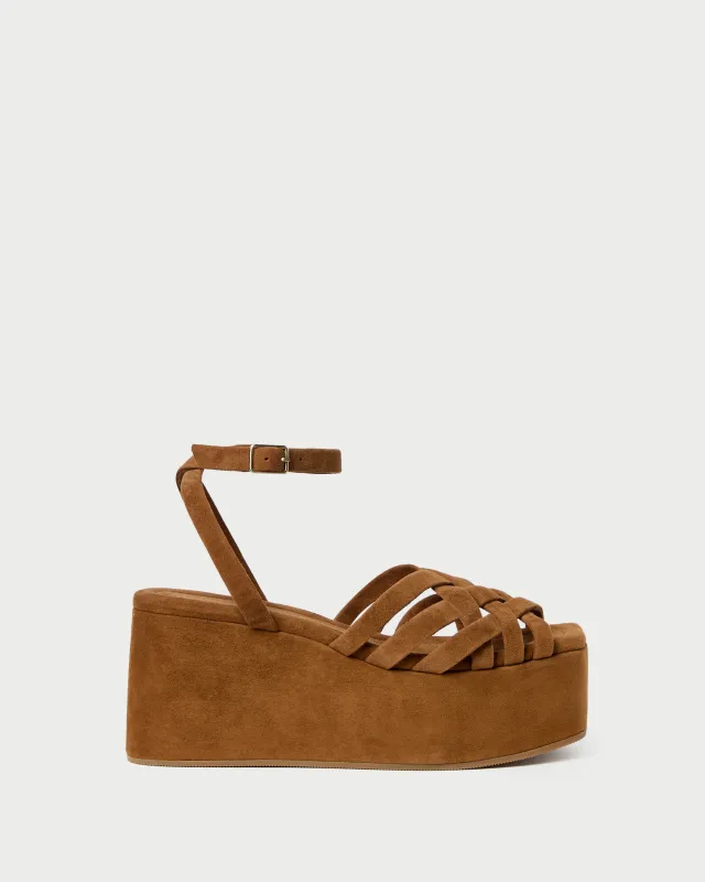 Channing Cacao Suede Platform Sandal made by Loeffler Randall