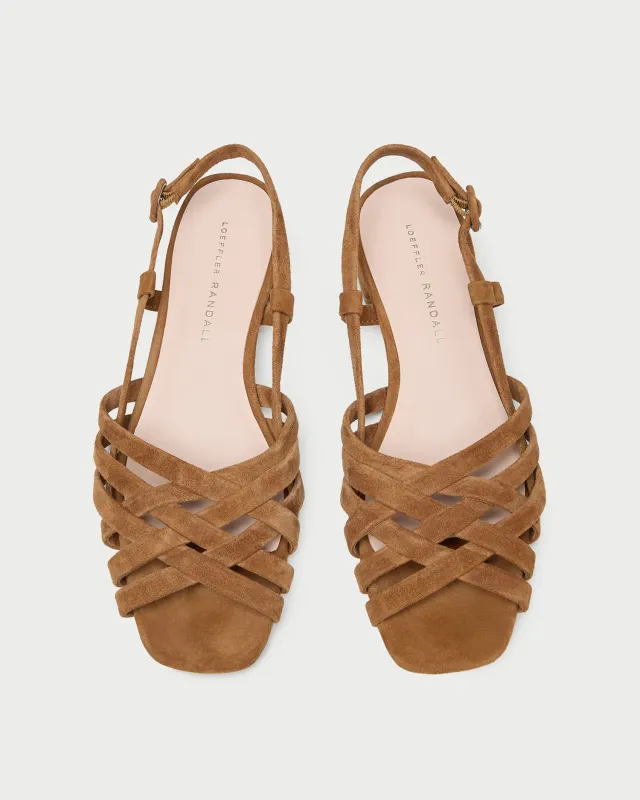 Shelly Cacao Suede Flat Sandal made by Loeffler Randall