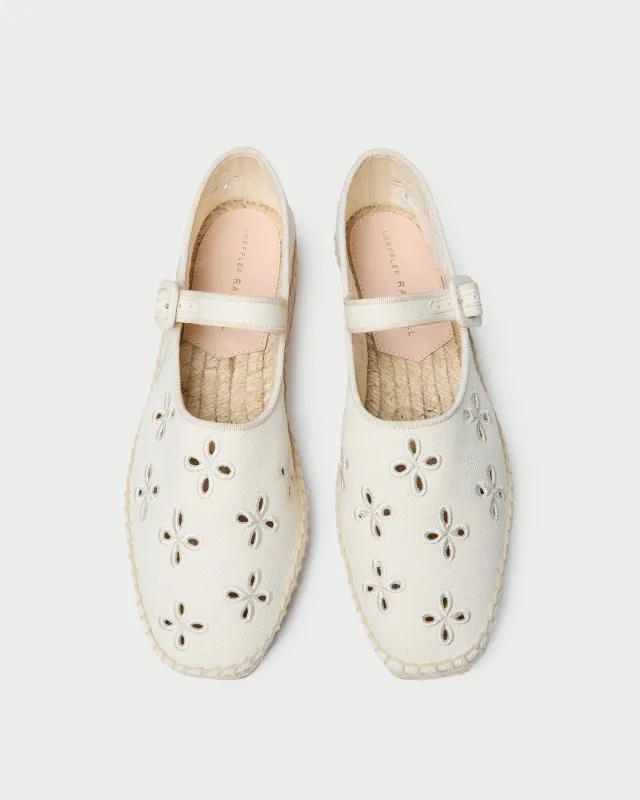 Clover Natural Embroidered Espadrille made by Loeffler Randall