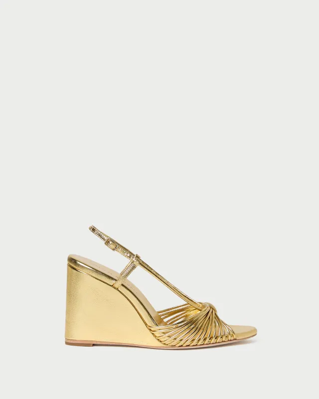 Marren Gold Leather Wedge made by Loeffler Randall