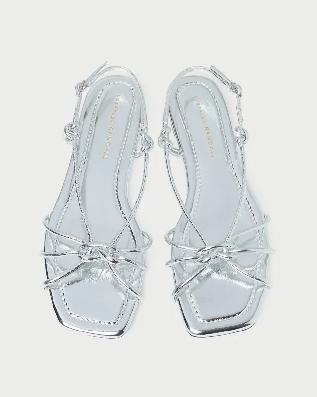 Karly Silver Leather Strappy Sandal made by Loeffler Randall