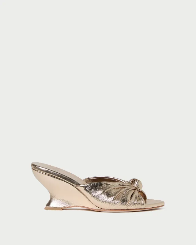 Marsy Champagne Leather Knot Wedge made by Loeffler Randall