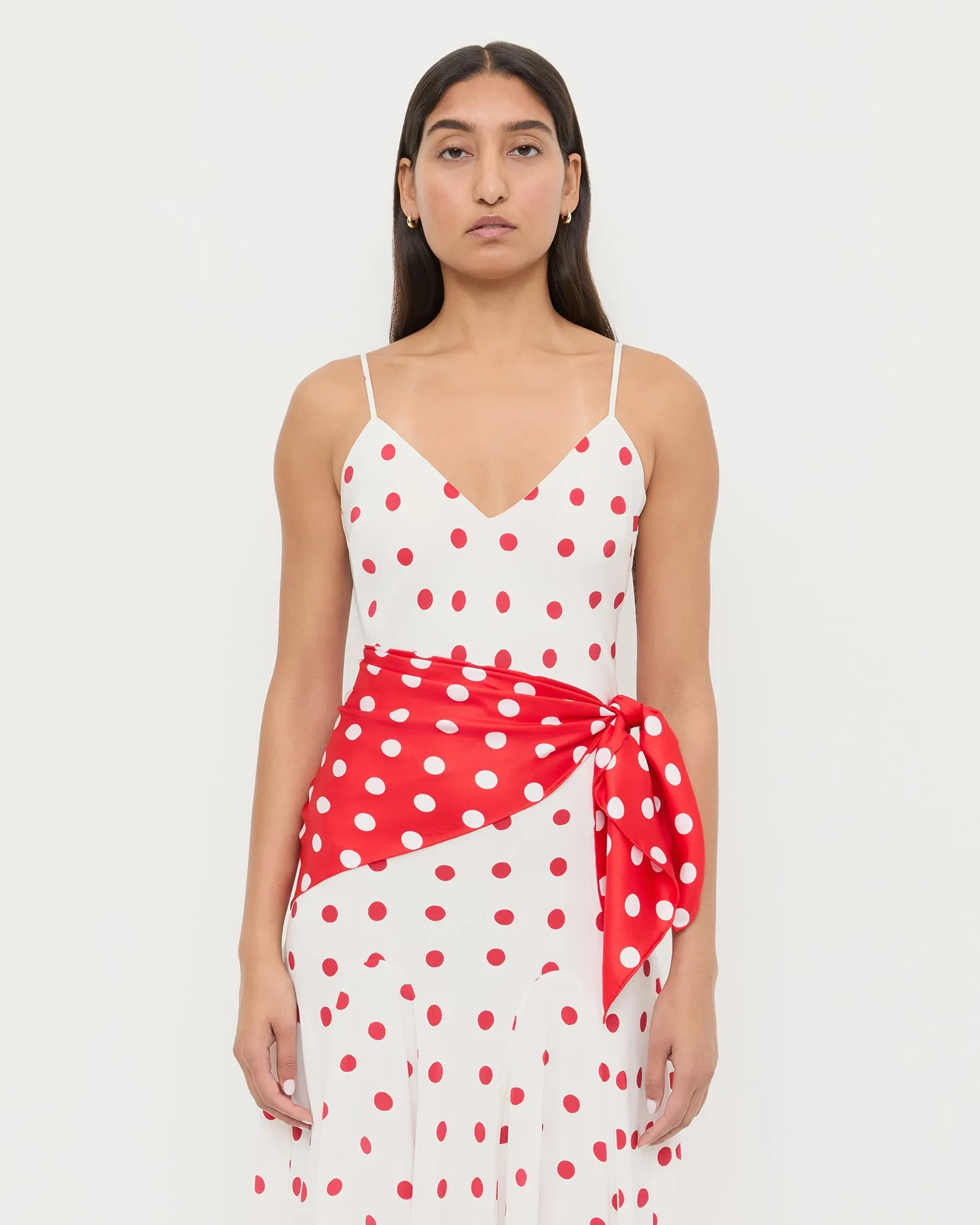 Beverly Red/White Silk Scarf sold by Loeffler Randall product image thumbnail 4