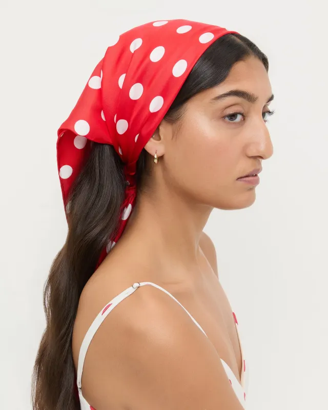 Beverly Red/White Silk Scarf made by Loeffler Randall