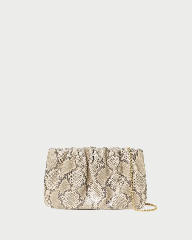 Serena Snake Leather Gathered Clutch made by Loeffler Randall