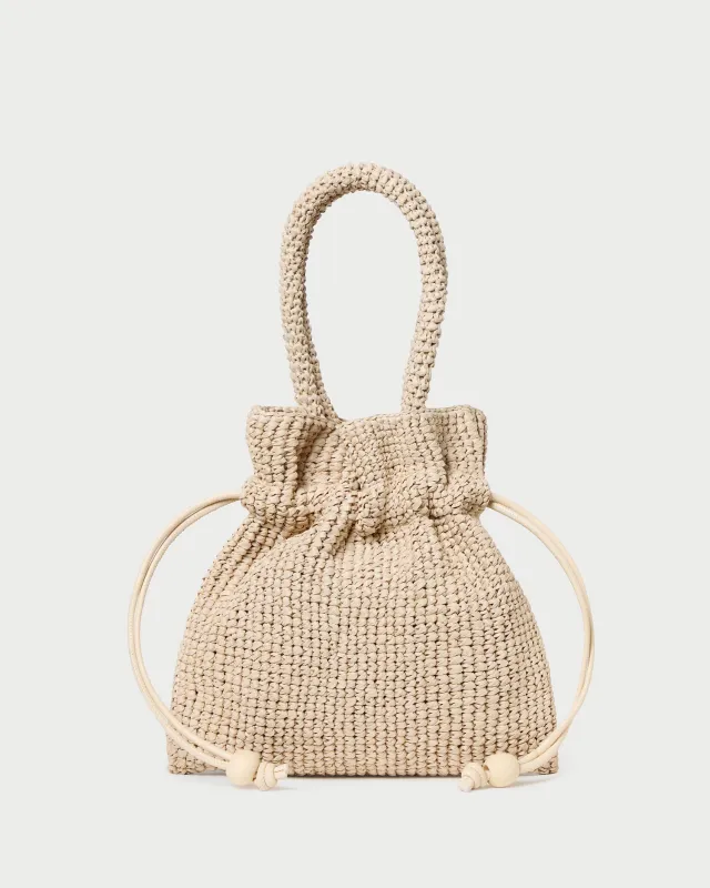 Kylie Natural Raffia Drawstring Pouch made by Loeffler Randall