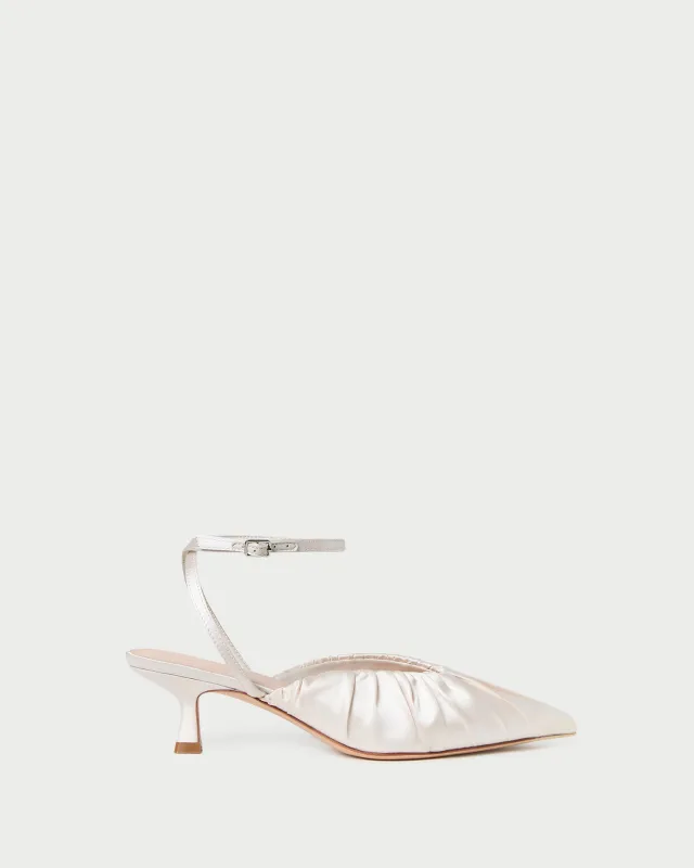 Rio Cream Satin Kitten Heel made by Loeffler Randall
