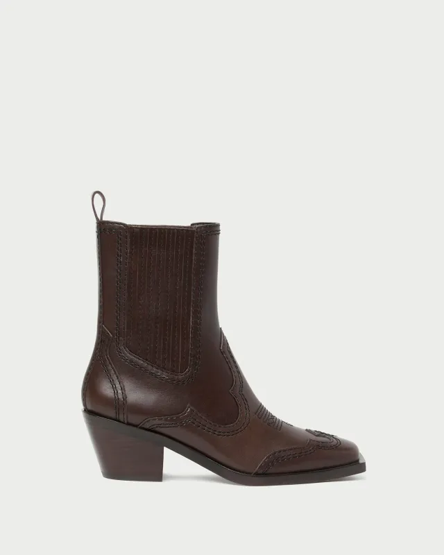 Agnes Brown Leather Western Boot made by Loeffler Randall
