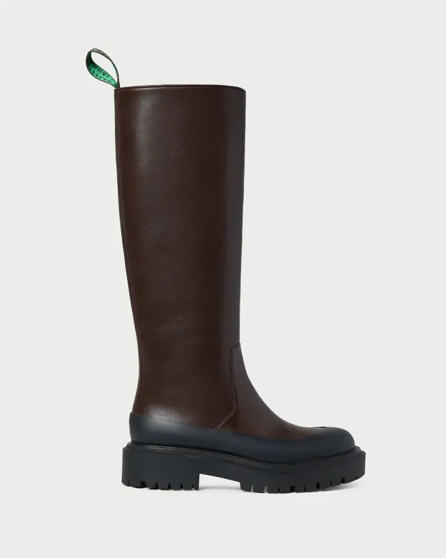 Alba Brown Leather Lug Boot made by Loeffler Randall
