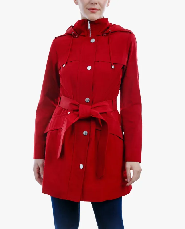 ZIP FRONT HOODED TRENCH WITH BELT sold by London Fog