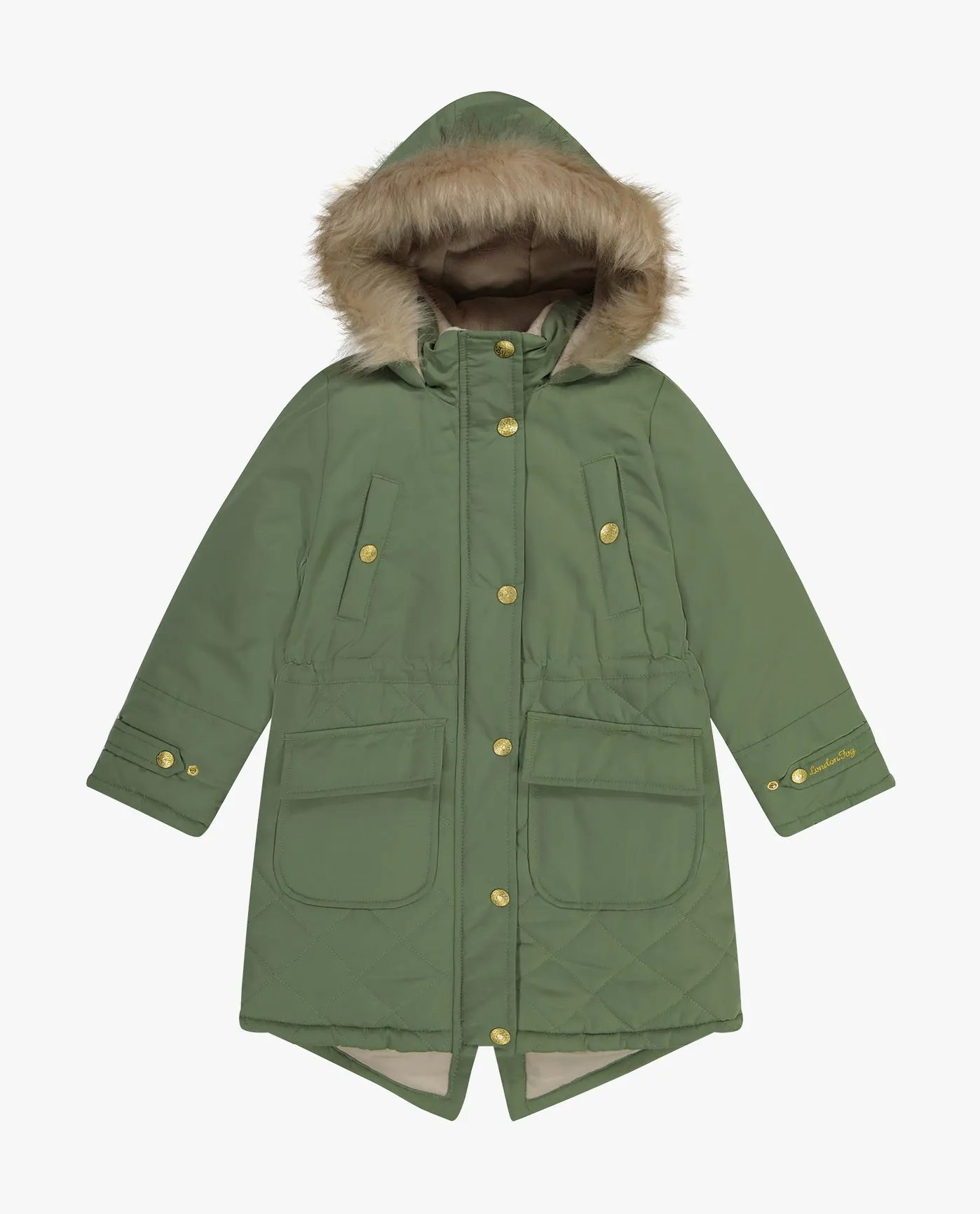 GIRLS ZIP-FRONT MID CINCH QUILTED PARKA WITH FUR TRIMMED HOOD sold by London Fog product image thumbnail 3
