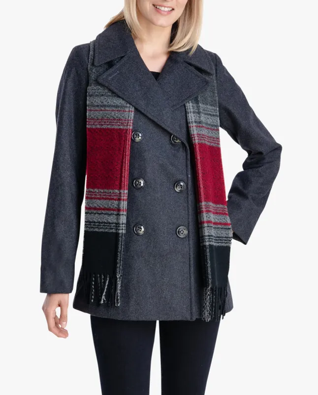 DOUBLE BREASTED PEACOAT WITH SCARF sold by London Fog