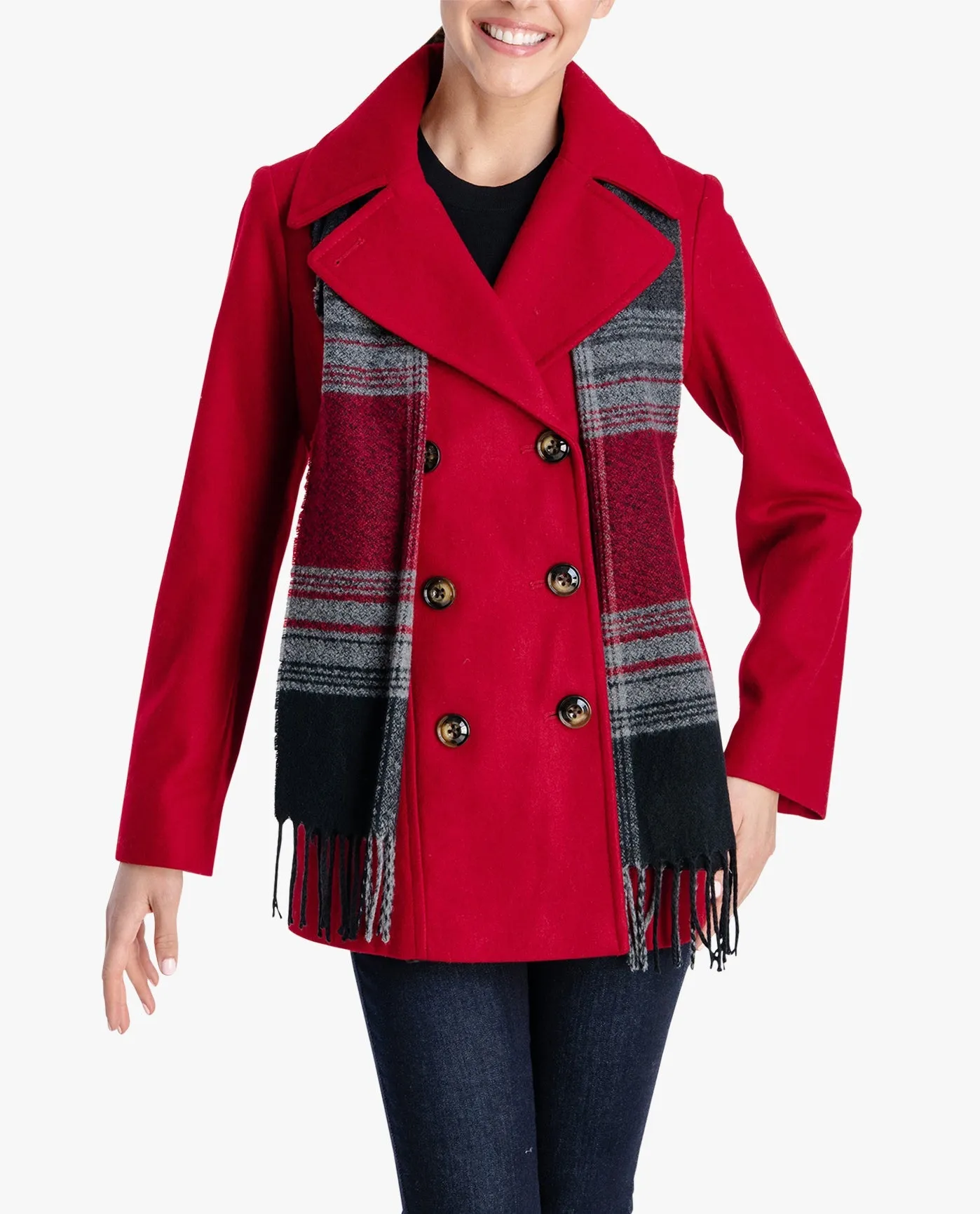 DOUBLE BREASTED PEACOAT WITH SCARF sold by London Fog product image thumbnail 4