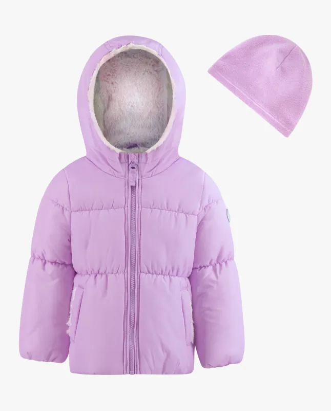 TODDLER GIRLS ZIP-FRONT HOODED LOOSE FIT PUFFER sold by London Fog