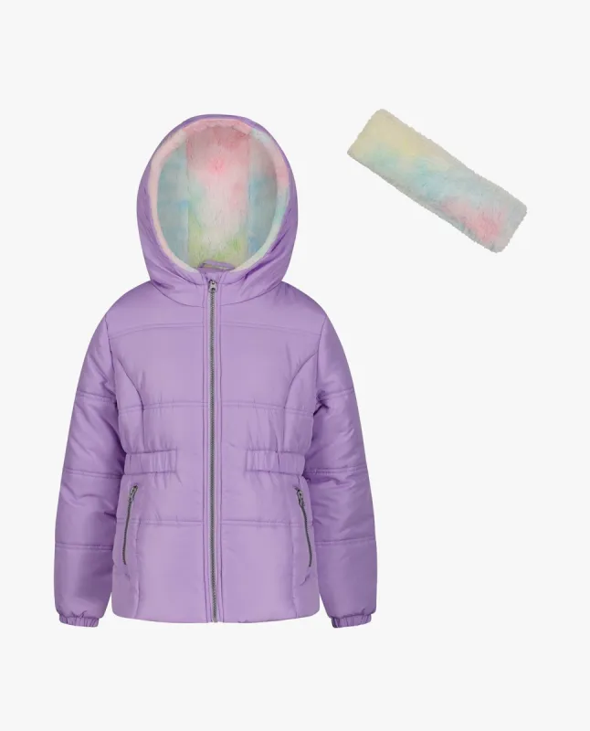 TODDLER GIRLS ZIP-FRONT HOODED MID CINCH PUFFER sold by London Fog