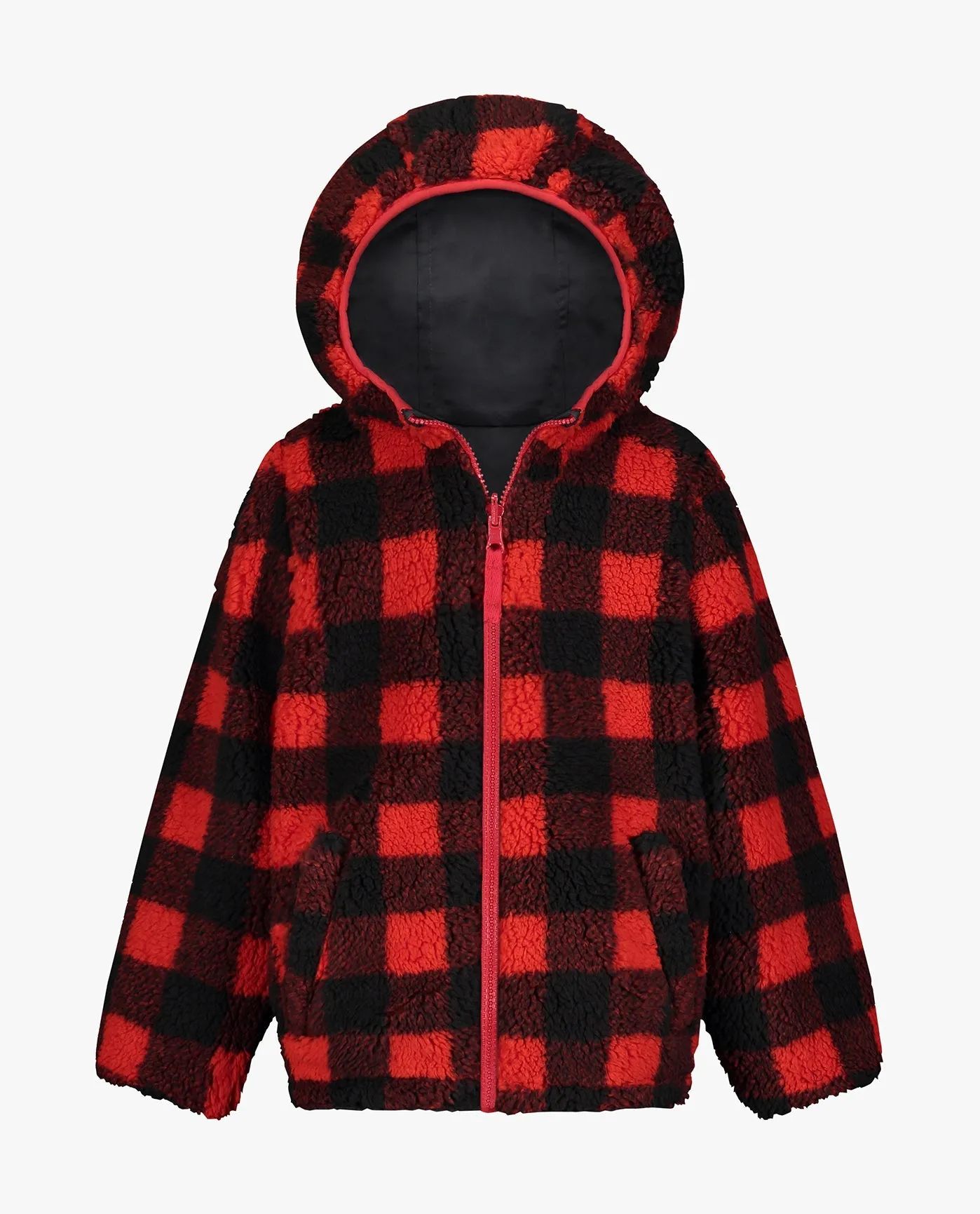 BOYS ZIP-FRONT REVERSIBLE FLEECE LINED HOODED JACKET sold by London Fog product image thumbnail 3