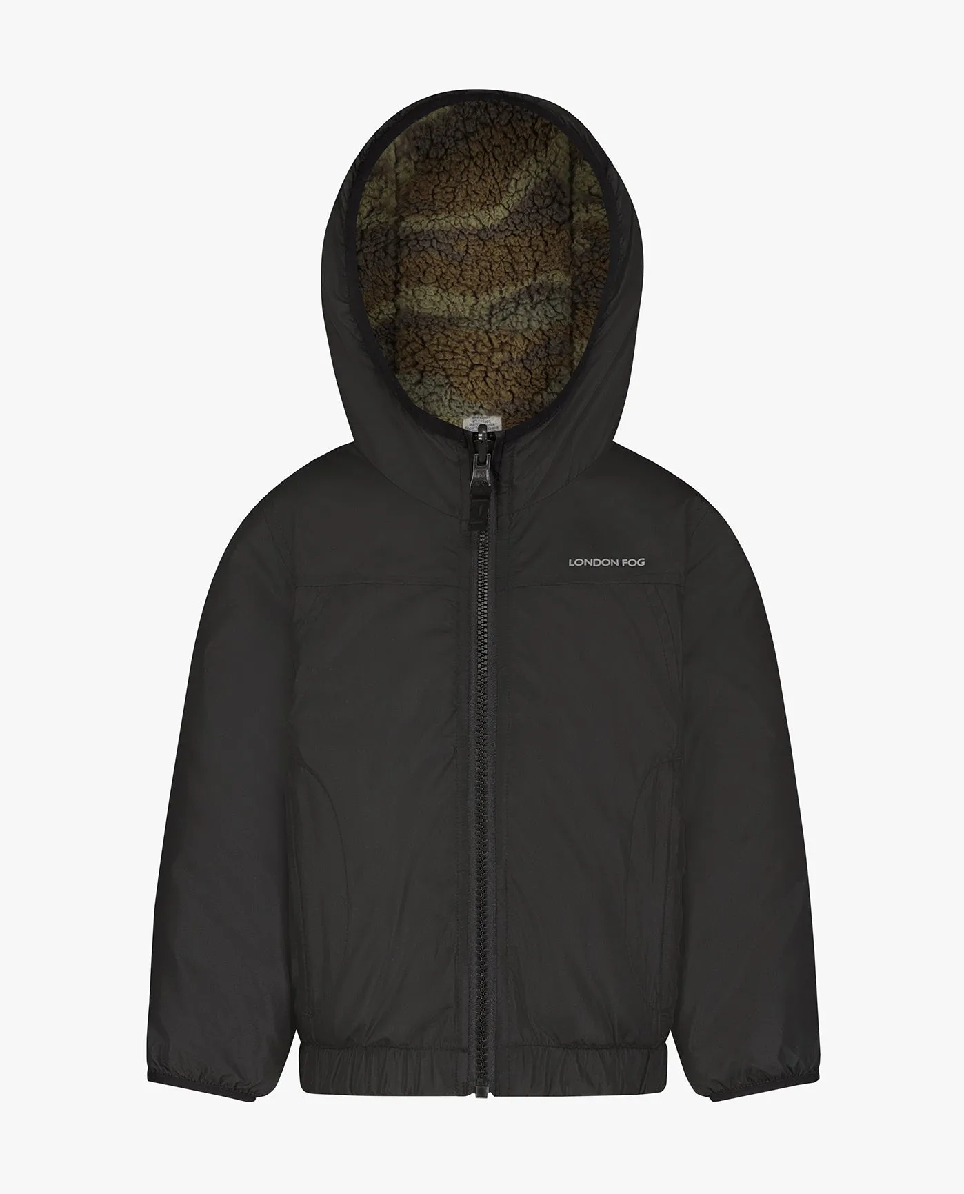BOYS ZIP-FRONT REVERSIBLE FLEECE LINED HOODED JACKET sold by London Fog product image thumbnail 2