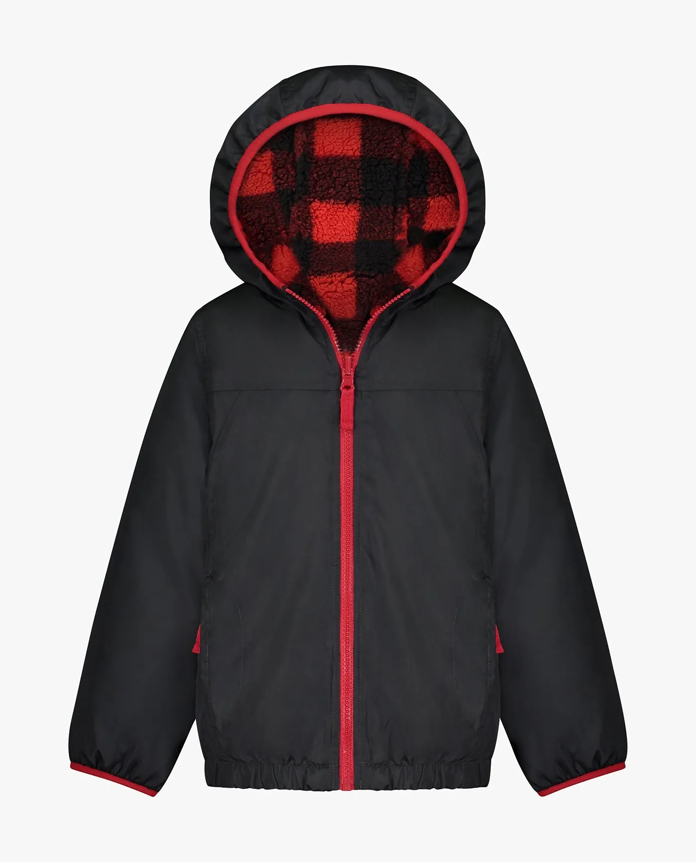 BOYS ZIP-FRONT REVERSIBLE FLEECE LINED HOODED JACKET sold by London Fog product image thumbnail 4