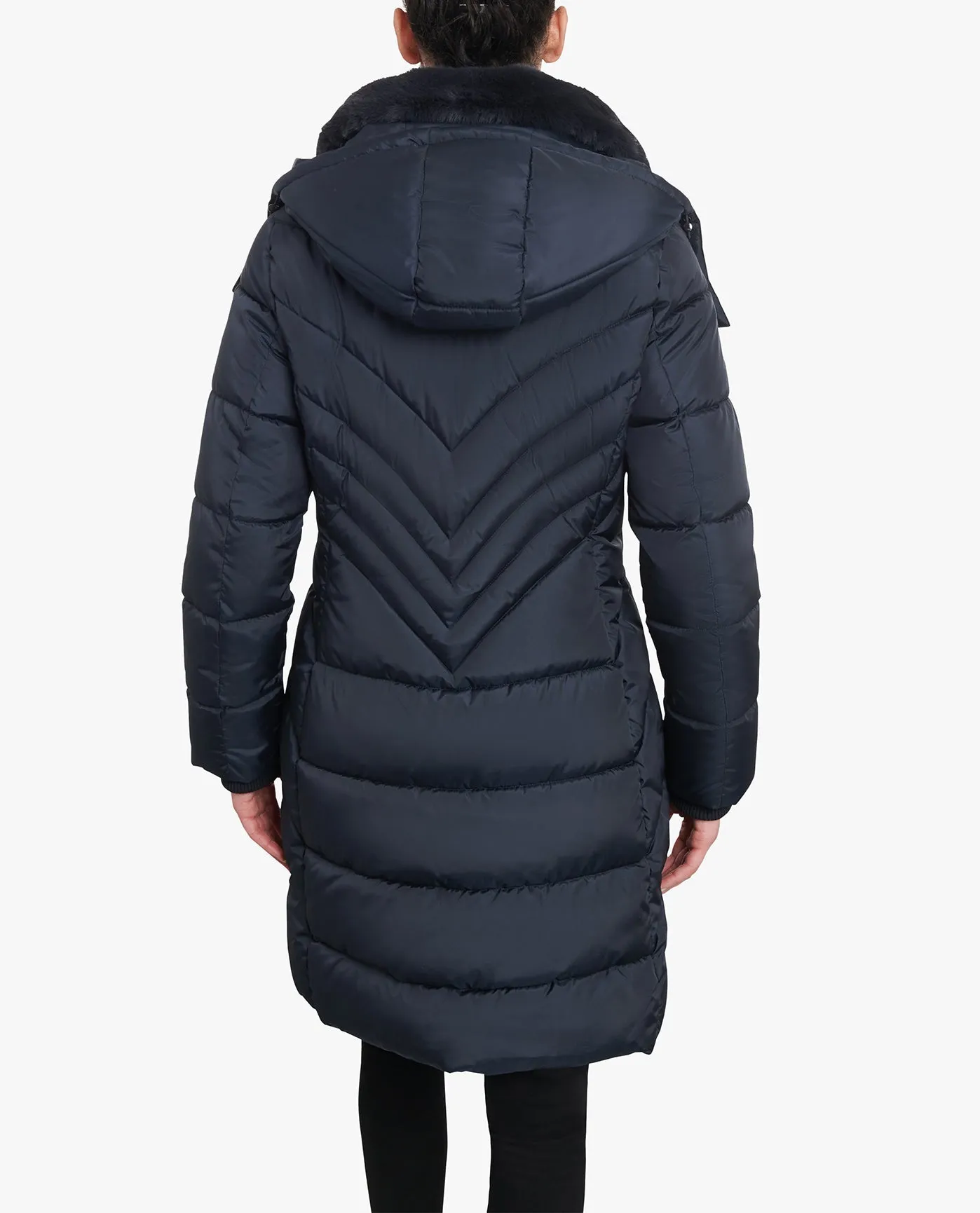 ZIP-FRONT HOODED HEAVY WEIGHT PUFFER JACKET WITH BUTTON-OFF FUR COLLAR sold by London Fog product image thumbnail 4
