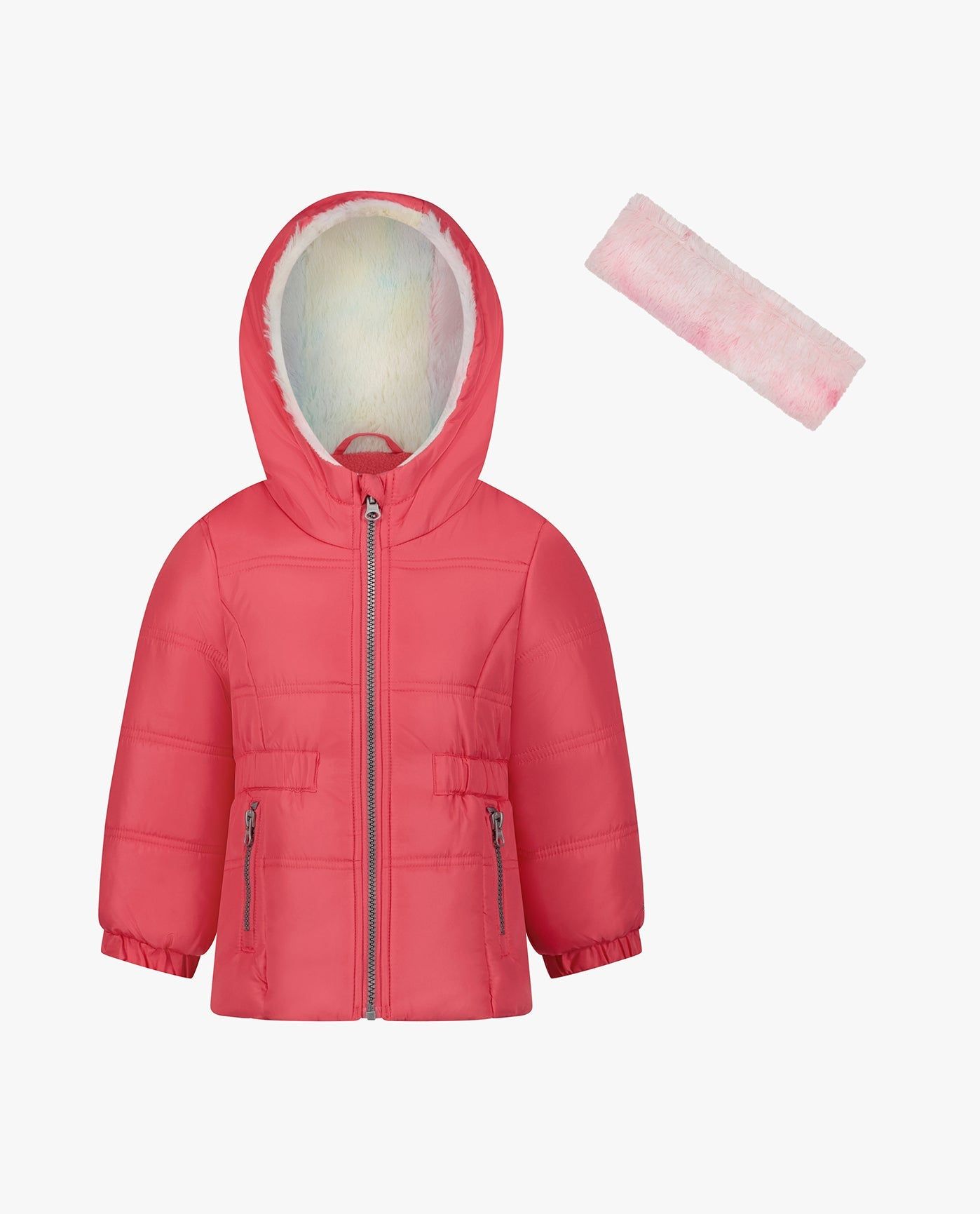 BABY GIRLS ZIP-FRONT HOODED MID CINCH PUFFER sold by London Fog